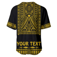 Custom Personalised Polynesian Baseball Jersey Dashiki With Polynesian Tattoo Royal Golden Version - Wonder Print Shop
