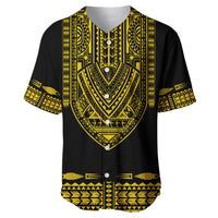 Custom Personalised Polynesian Baseball Jersey Dashiki With Polynesian Tattoo Royal Golden Version - Wonder Print Shop