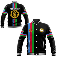(Custom Personalised) Eritrea Baseball Jacket Striped Black LT13 - Wonder Print Shop