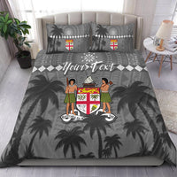Custom Personalised Bula Fiji Day Bedding Set Fijian Tapa with Palm Tree 52nd Anniversary Gray LT13 - Wonder Print Shop