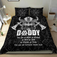 Black Viking dad comforter with bearded Odin warrior, runes, and 'DADDY' lettering