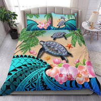 Polynesian Turtle Coconut Tree And Orchids Bedding Set - Wonder Print Shop