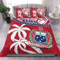 Samoa Bedding Set Samoan Coat Of Arms With Coconut Red Style - Wonder Print Shop