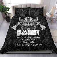 Black Viking dad bedding set with Odin runes, bearded warrior, and 'DADDY' design
