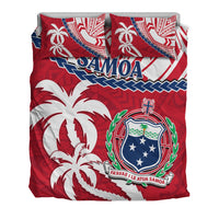 Samoa Bedding Set Samoan Coat Of Arms With Coconut Red Style - Wonder Print Shop