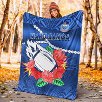 samoa-rugby-premium-blanket-manu-samoa-polynesian-hibiscus-blue-style