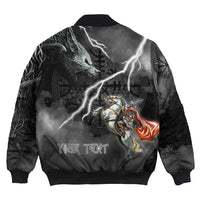 (Custom) Viking - Ragnarok Bomber Jacket Odin fight Fenrir on thunder background RLT12 - Wonder Print Shop