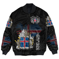 (Custom) Viking - Iceland Flag and Map Bomber Jackets style Viking Geri and Freki RLT12 - Wonder Print Shop