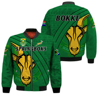 South Africa Rugby Bomber Jacket Bokke Springbok With African Pattern Stronger Together - Wonder Print Shop