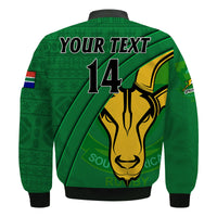 (Custom Text And Number) South Africa Rugby Bomber Jacket Bokke Springbok With African Pattern Stronger Together - Wonder Print Shop