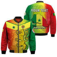(Custom Personalised) Senegal Bomber Jacket Lion With Senegal Map Reggae Style - Wonder Print Shop