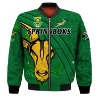 South Africa Rugby Bomber Jacket Bokke Springbok With African Pattern Stronger Together - Wonder Print Shop