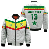 (Custom Text and Number) Senegal Football 2022 Bomber Jacket Champion Teranga Lions Mix African Pattern LT13 - Wonder Print Shop