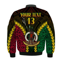 (Custom Text and Number) Vanuatu Indigenous Bomber Jacket Proud To Be Ni-Vanuatu Polynesian Pattern LT13 - Wonder Print Shop