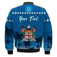 Custom Personalised Bula Fiji Day Bomber Jacket Fijian Tapa with Palm Tree 52nd Anniversary LT13 - Wonder Print Shop