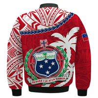 Samoa Bomber Jacket Samoan Coat Of Arms With Coconut Red Style - Wonder Print Shop