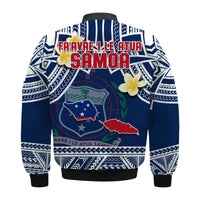 Samoa Bomber Jacket Samoan Plumeria Flowers Mix Polynesian Pattern - Wonder Print Shop