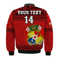 Custom Text And Number Tonga Rugby Bomber Jacket Mate Maa Tonga Pacific Ngatu Black - Wonder Print Shop