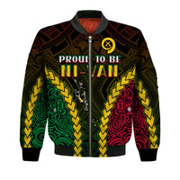 (Custom Text and Number) Vanuatu Indigenous Bomber Jacket Proud To Be Ni-Vanuatu Polynesian Pattern LT13 - Wonder Print Shop