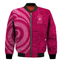 Custom Personalised Breast Cancer Awareness Bomber Jacket Hibiscus Polynesian No One Fights Alone LT13 - Wonder Print Shop