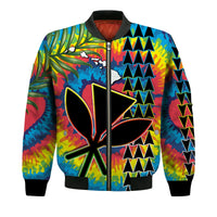 (Custom Personalised) Hawaii Rainbow Tie Dye Bomber Jacket Flowers Polynesian Hawaiian Tribal LT13 - Wonder Print Shop