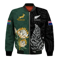 South Africa Protea and New Zealand Fern Bomber Jacket Rugby Go Springboks vs All Black LT13 - Wonder Print Shop