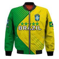 (Custom Text And Number) Brazil Football Bomber Jacket Brasil Map Come On Canarinho Sporty Style - Wonder Print Shop