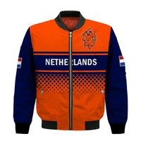 (Custom Text And Number) Netherlands Cricket Bomber Jacket ODI Simple Orange Style - Wonder Print Shop