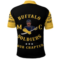 Custom Buffalo Soldiers Motorcycle Club Polo Shirt BSMC Original Style Black Gold LT8 - Wonder Print Shop