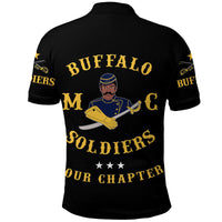 Custom Buffalo Soldiers Motorcycle Club Polo Shirt BSMC Simple Style Black LT8 - Wonder Print Shop