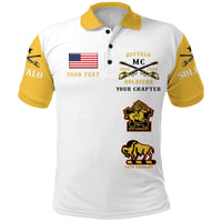 Custom Buffalo Soldiers Motorcycle Club Polo Shirt BSMC Original Style White Gold LT8 - Wonder Print Shop