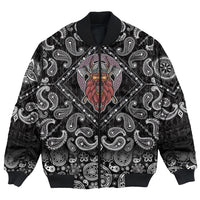Viking Bomber Jacket Barbarian Head With Cross Axe with Bandana Paisley Style RLT12 - Wonder Print Shop