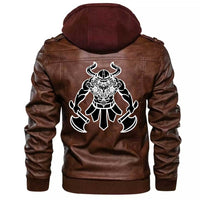 Viking Clothing Viking Barbarian Knight Zipper Leather Jacket RLT12 - Wonder Print Shop