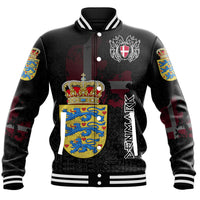 (Custom) Viking - Denmark Flag and Map Baseball Jacket style Viking Geri and Freki RLT12 - Wonder Print Shop