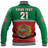 (Custom Personalised) Morocco Football Geometric Halftone Pattern Baseball Jacket LT9 - Wonder Print Shop