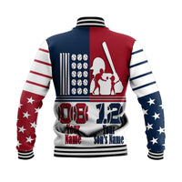 (Custom Personalised) Fathers Day - America Dad and Son Baseball Player Baseball Jacket - Mixed Blue and Red LT9 - Wonder Print Shop