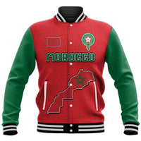 (Custom Personalised) Morocco Football Mixed Flag Map Style Baseball Jacket LT9 - Wonder Print Shop