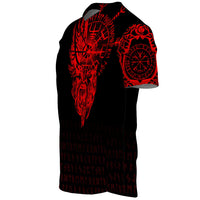 Viking Clothing Viking Compass Vegvisir Tattoo Red Version Baseball Jersey RLT12 - Wonder Print Shop