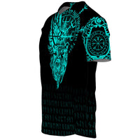 Viking Clothing Viking Compass Vegvisir Tattoo Cyan Version Baseball Jersey RLT12 - Wonder Print Shop