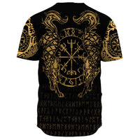 Viking Clothing Viking Compass Vegvisir Tattoo Gold Version Baseball Jersey RLT12 - Wonder Print Shop