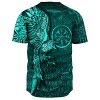Viking Clothing Vegvisir With Raven Viking Compass Baseball Jersey Cyan Version RLT12 - Wonder Print Shop