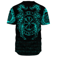 Viking Clothing Viking Compass Vegvisir Tattoo Cyan Version Baseball Jersey RLT12 - Wonder Print Shop
