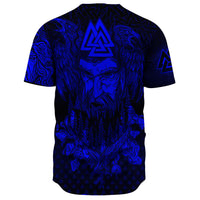 Viking Clothing Viking Odin Raven Tattoo Style Blue Version Baseball Jersey RLT12 - Wonder Print Shop