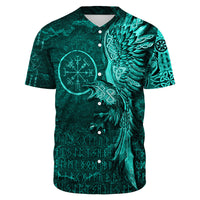Viking Clothing Vegvisir With Raven Viking Compass Baseball Jersey Cyan Version RLT12 - Wonder Print Shop