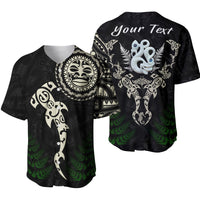 (Custom Personalised) Aotearoa Fern Baseball Jersey Maori Manaia and Fish LT13 - Wonder Print Shop