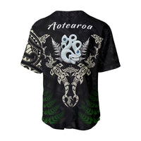 Aotearoa Fern Baseball Jersey Maori Manaia and Fish LT13 - Wonder Print Shop