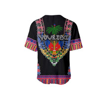 (Custom Personalised) Haiti Baseball Jersey Dashiki Mix Coat Of Arms Black Style LT6 - Wonder Print Shop