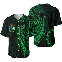 Cook Islands Baseball Jersey Polynesian Flowers Version 01 Green LT13 - Wonder Print Shop