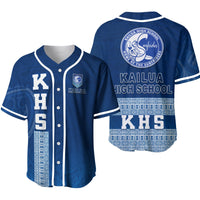 Blue KHS baseball jersey set—front KHS Hawaii number and back circular logo