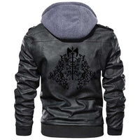 Viking Clothing Viking Battle Axe and Rose Flowers Zipper Leather Jacket RLT12 - Wonder Print Shop